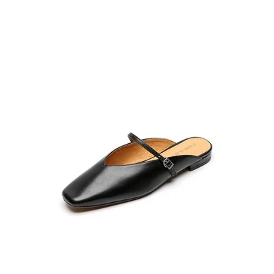 Square Toe V Txiav Flats